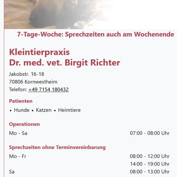 Dr. Birgit Richter Tierarztpraxis